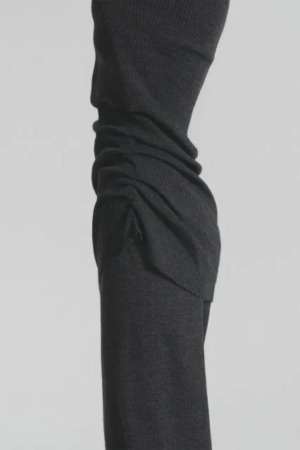 Asymmetrical ruched dress in Australian merino wool