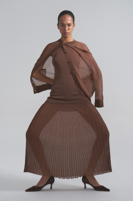 Silk cardigan with covered buttons