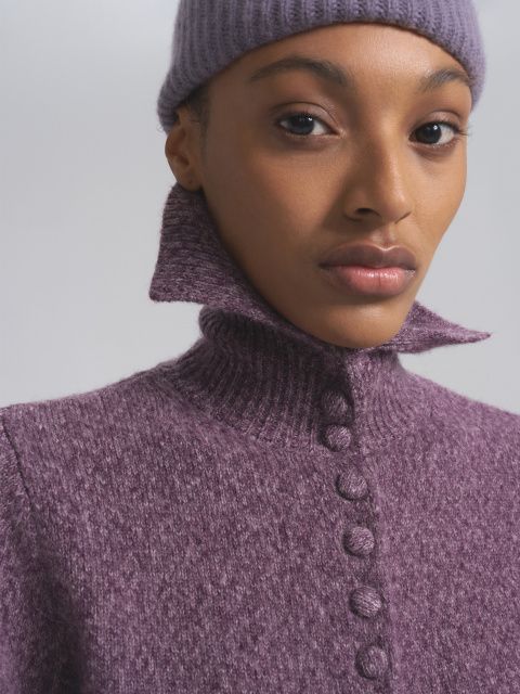 Agatha Alpaca wool sweater with covered buttons