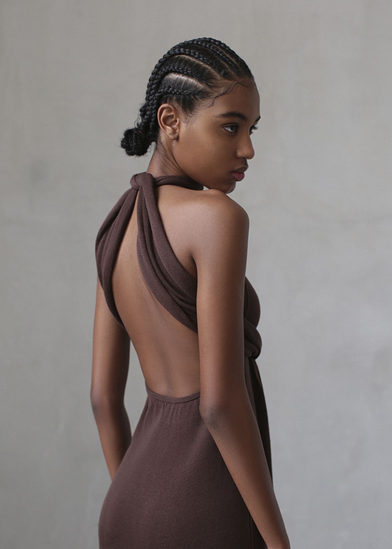 Dress with a transformer scarf