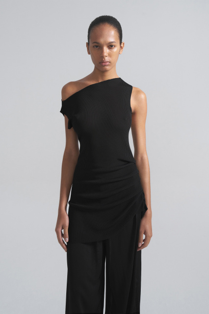 Asymmetrical silk vest dress