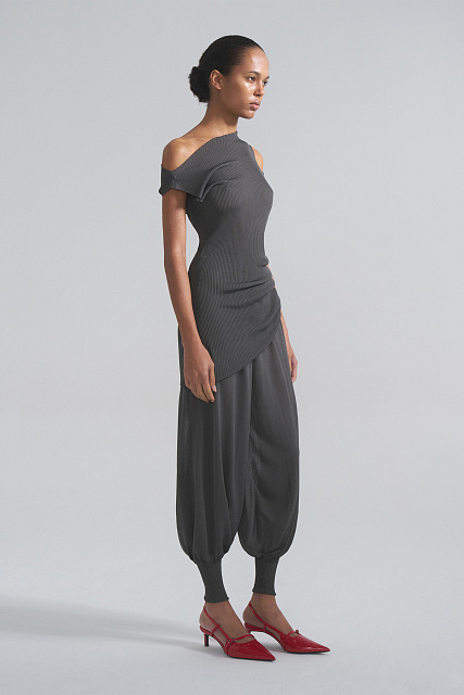 Asymmetrical silk vest dress