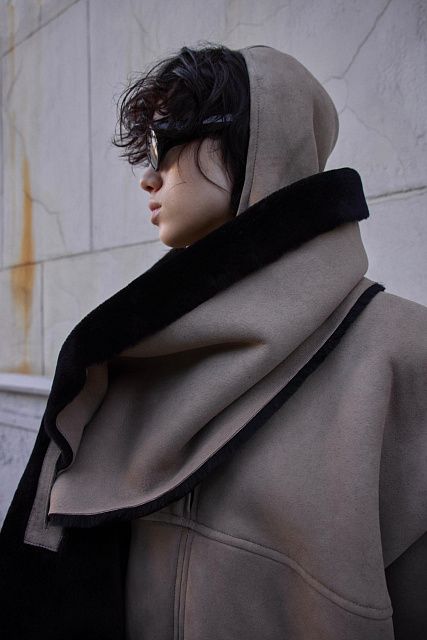 Scarf made of natural sheepskin