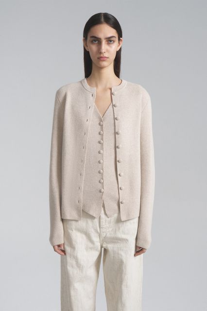 Cardigan with buttons made of cashmere and silk
