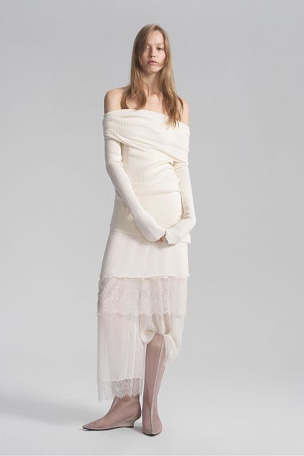 Nika chiffon trousers with English lace