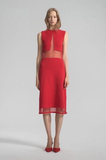 Elektra knitted midi dress with transparent inserts
