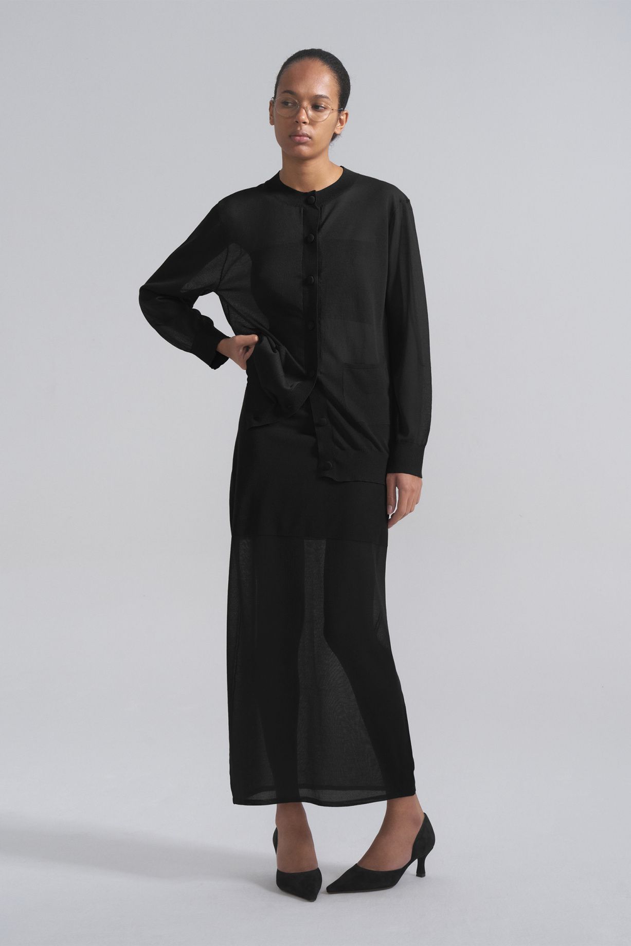 Ella silk knitted midi skirt