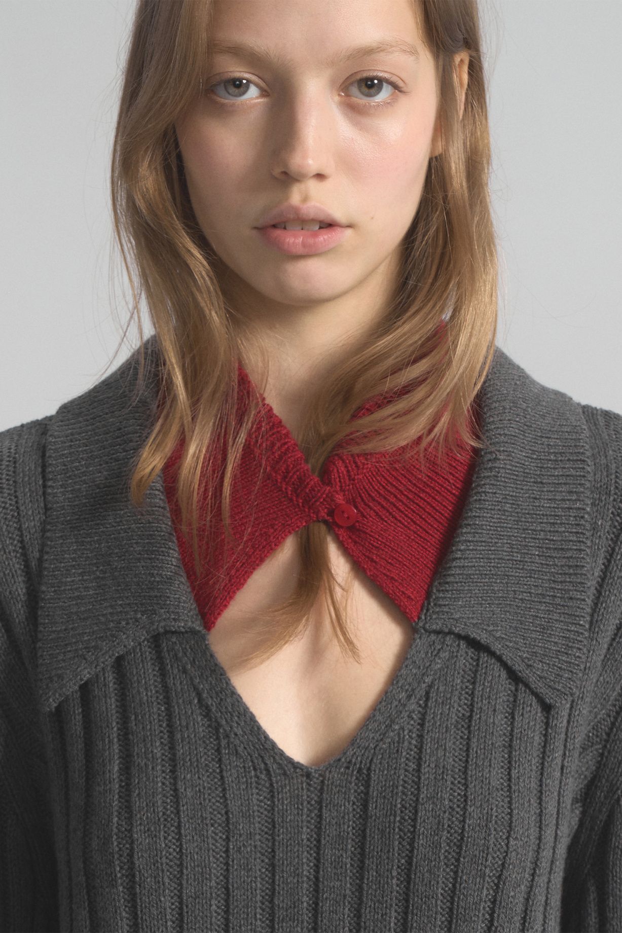 Two-tone cashmere and Peruvian cotton sweater