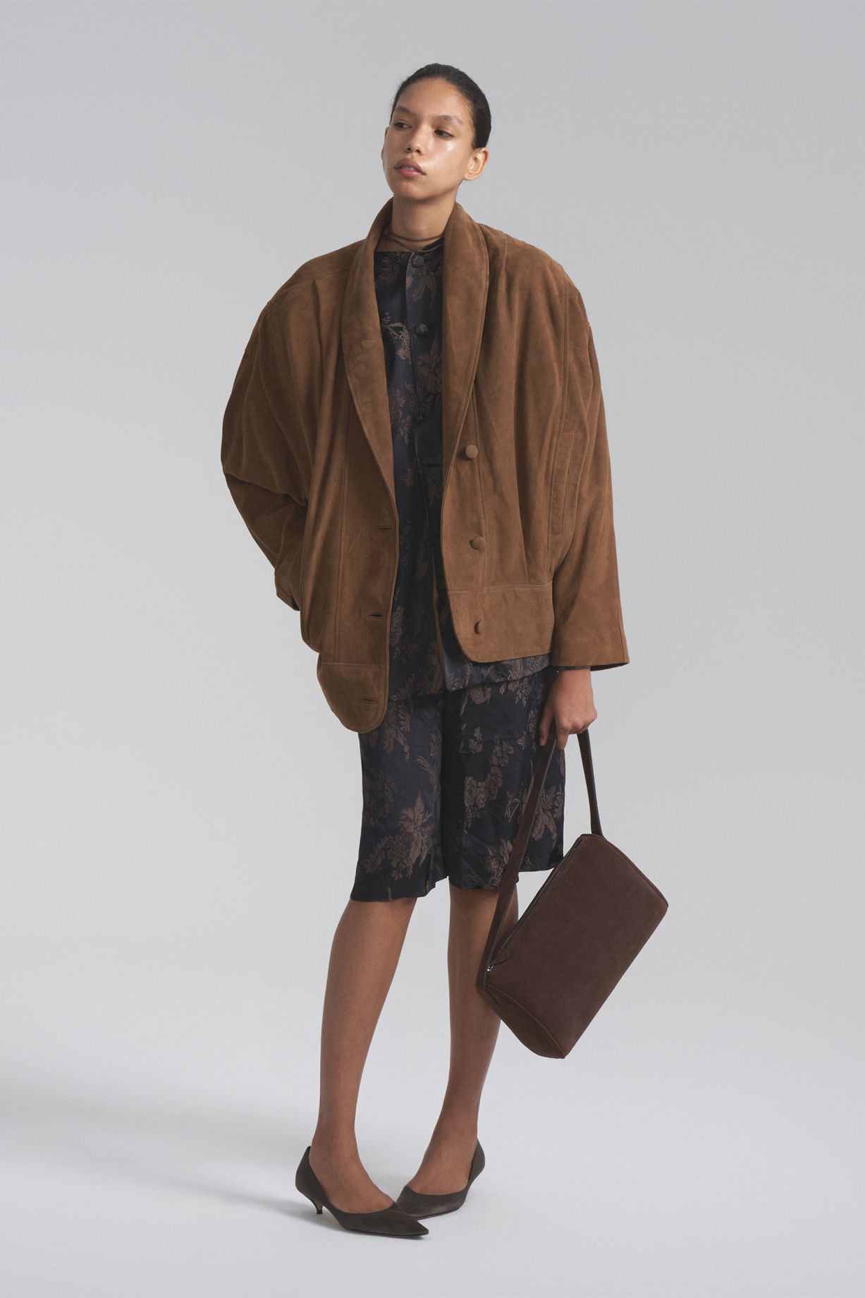 Voluminous suede jacket