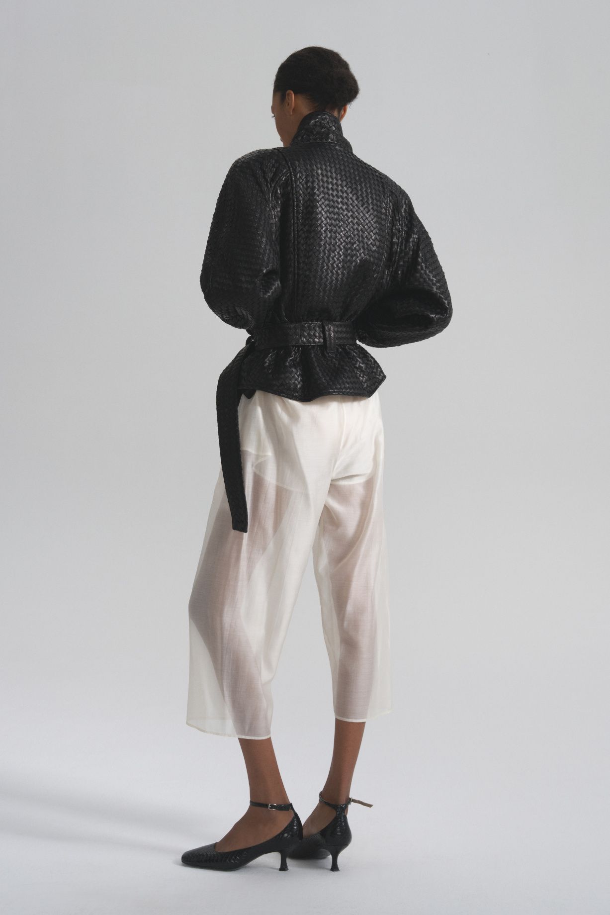 Укороченные брюки с шортами из батиста