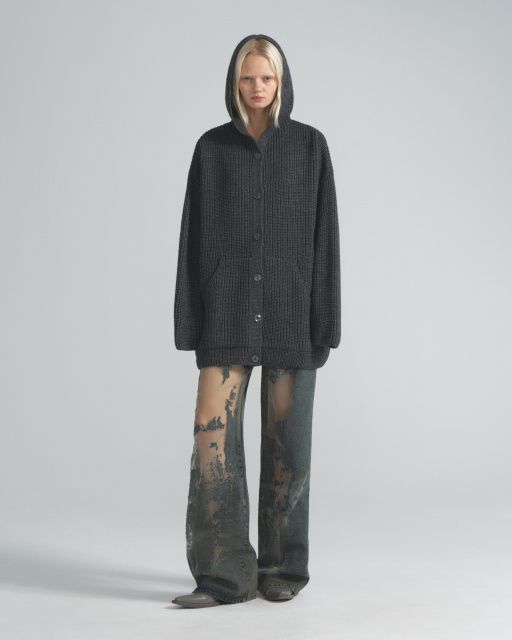 Merino wool hooded Cardigan
