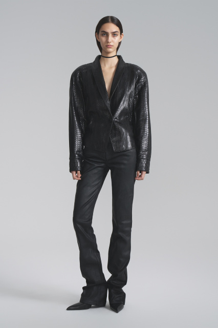 Fitted python leather jacket