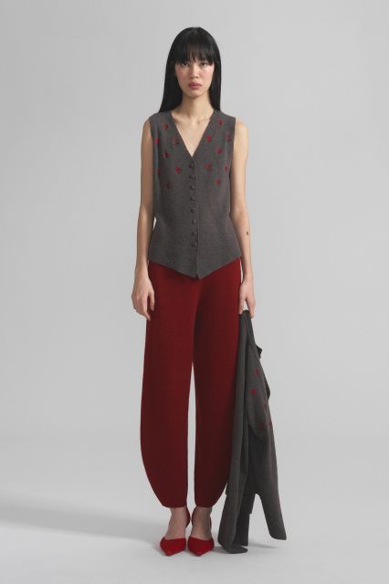 Cashmere and silk button-down vest