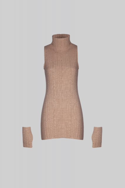 Платье с перчатками из мериносовой шерсти