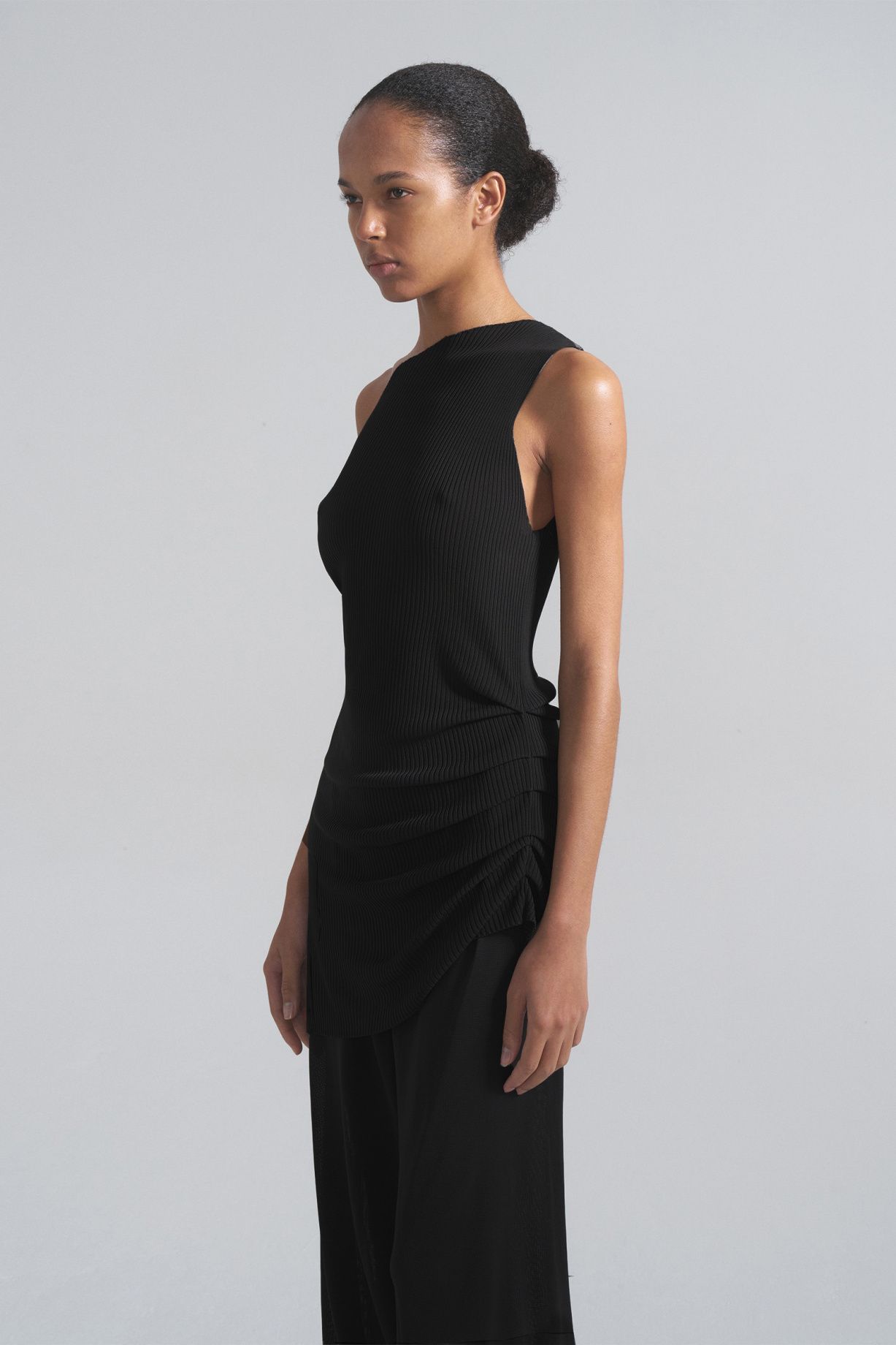 Asymmetrical silk vest dress