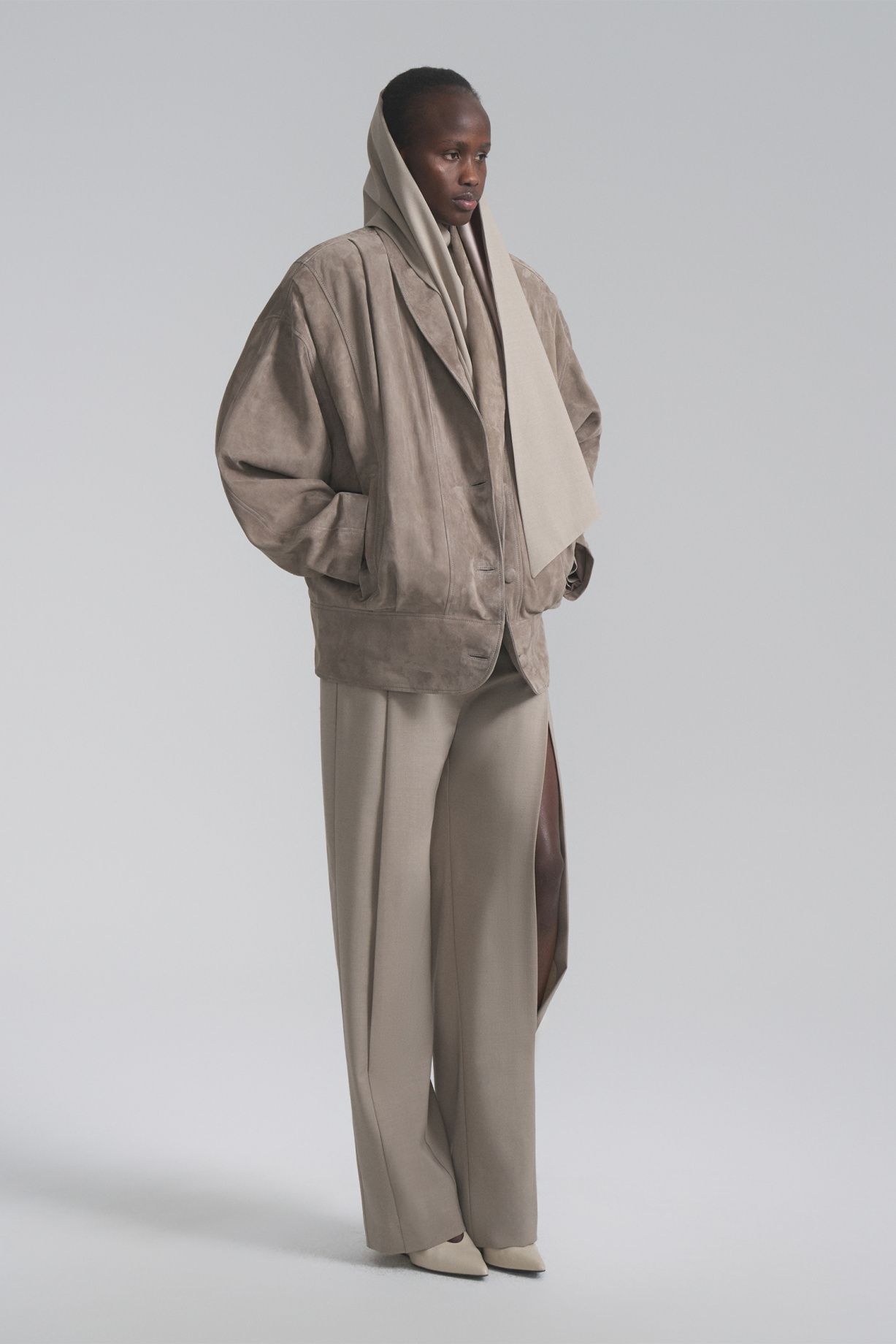 Voluminous suede jacket