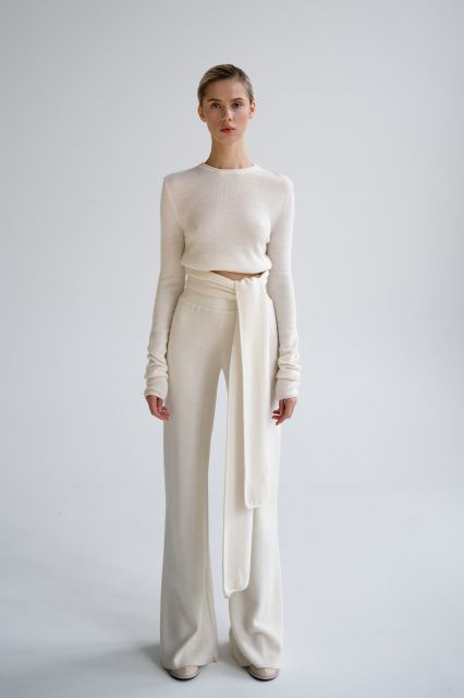 Брюки свободного кроя из мериносовой шерсти