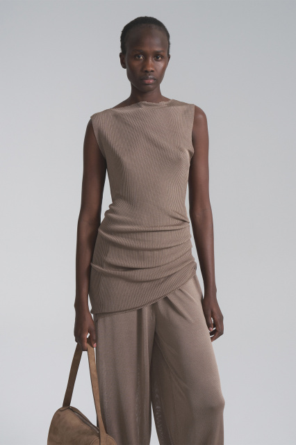 Asymmetrical silk vest dress