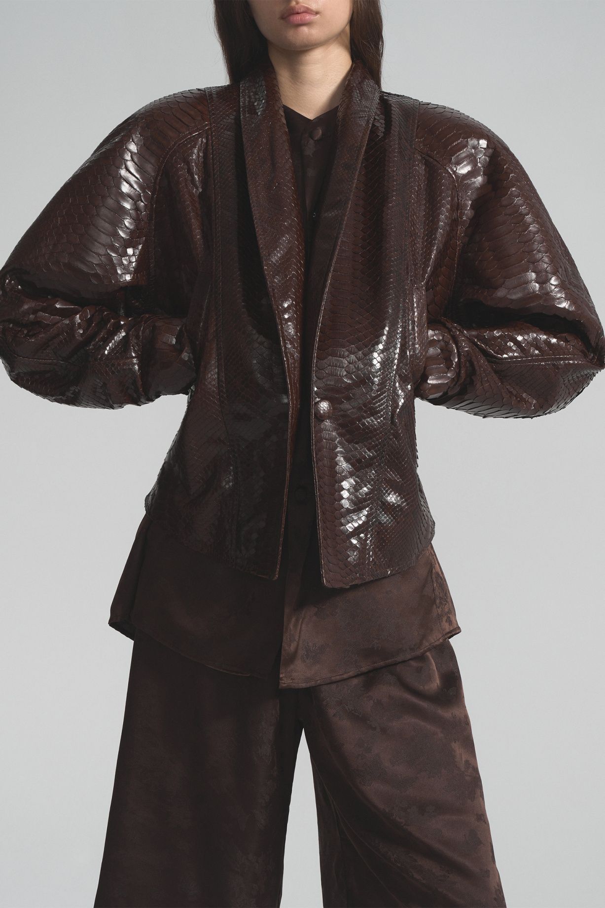 Fitted python leather jacket