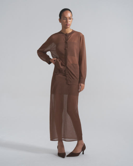 Silk cardigan with covered buttons