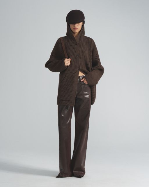 Merino wool hooded Cardigan