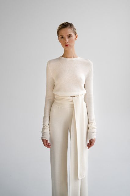 Свитер c завязками из шерсти австралийского мериноса