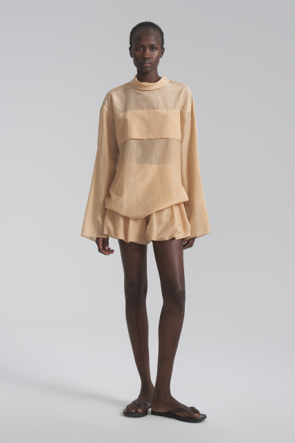 Silk cambric shirt top