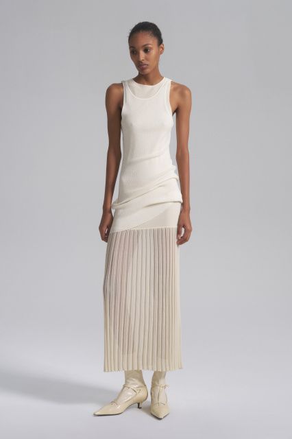 Элла шелковое платье-плиссе с майкой