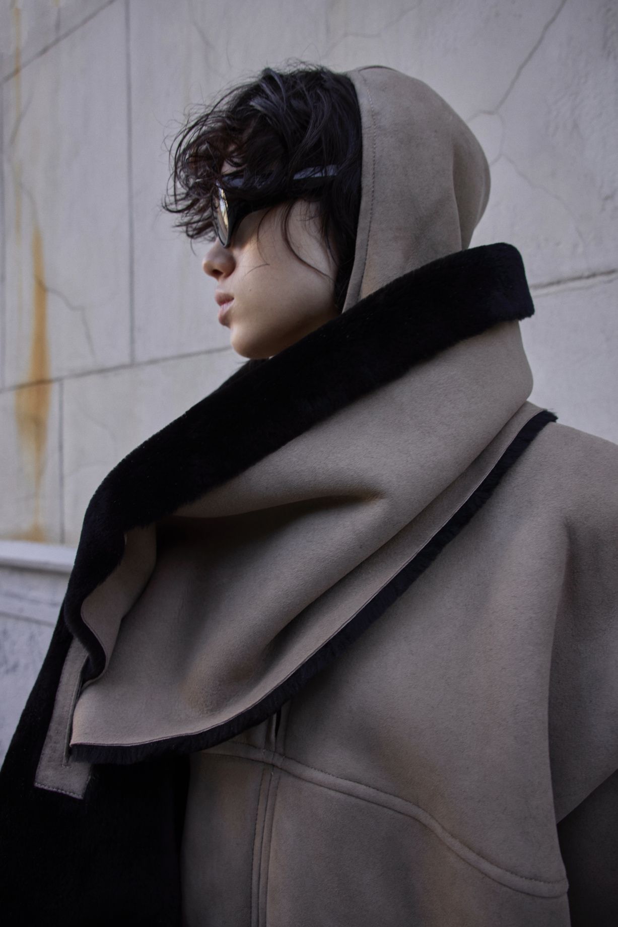 Scarf made of natural sheepskin