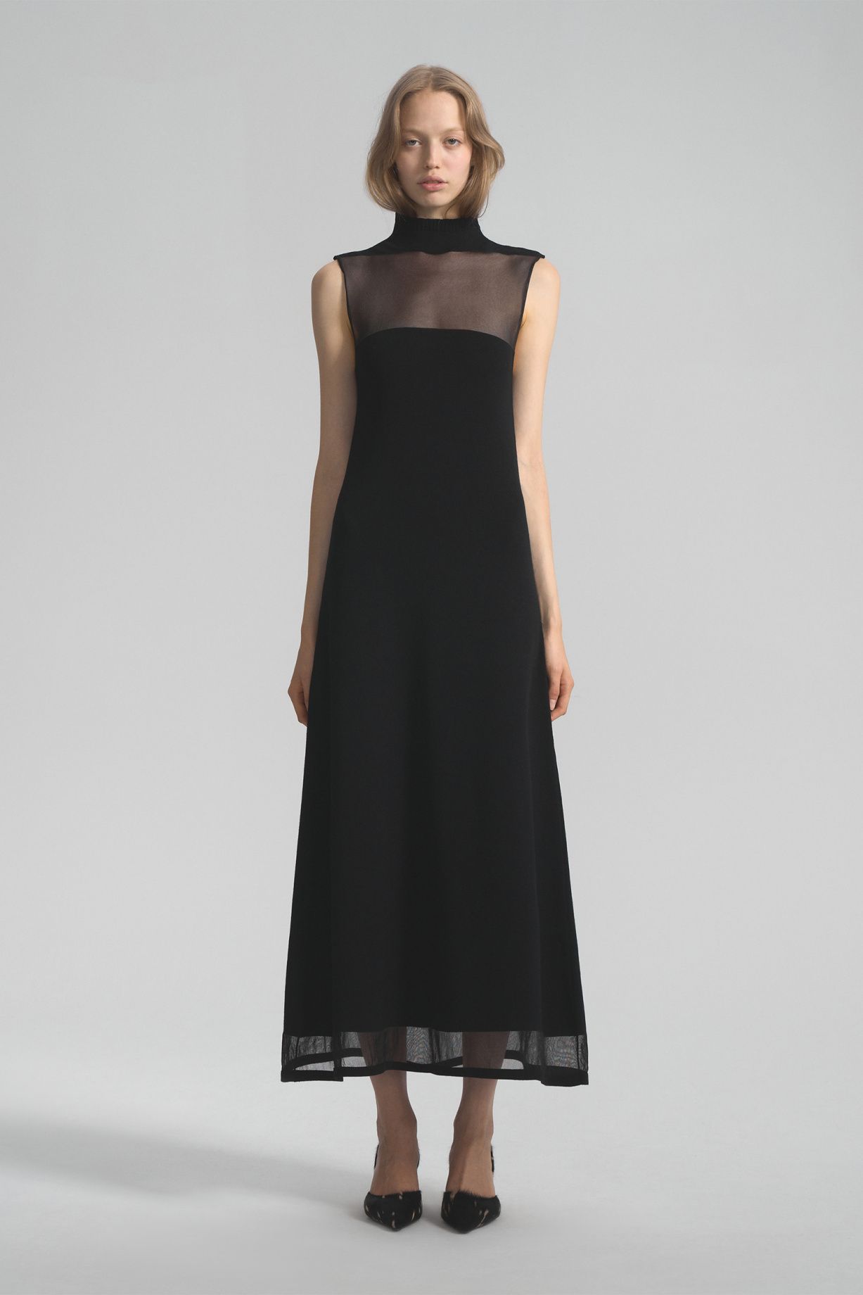 Melania трикотажное платье макси с прозрачными вставками 