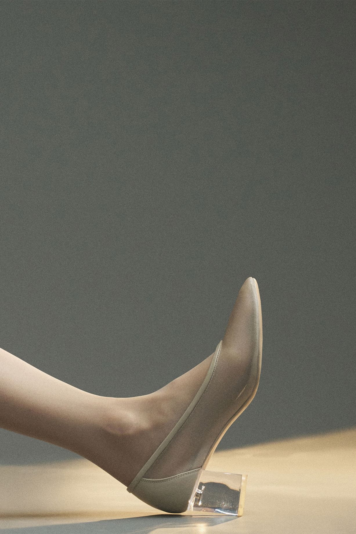Crystal shoes with transparent heels
