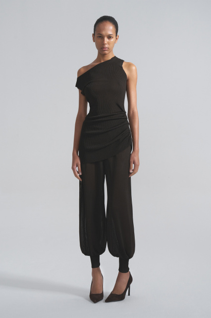 Asymmetrical silk vest dress