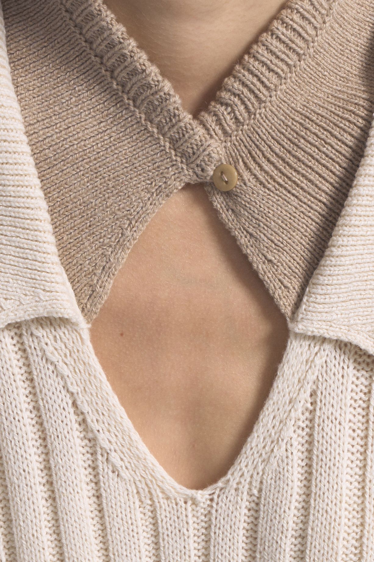 Two-tone cashmere and Peruvian cotton sweater