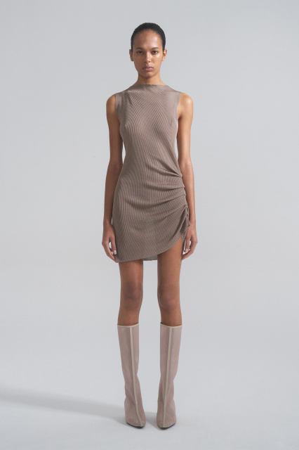 Asymmetrical silk vest dress