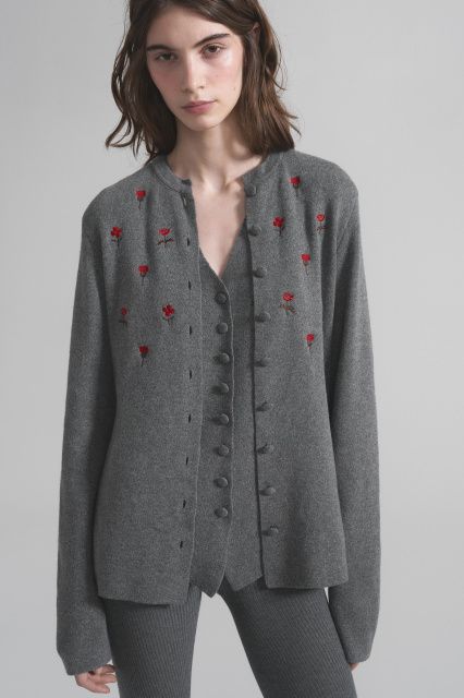 Cardigan with buttons made of cashmere and silk