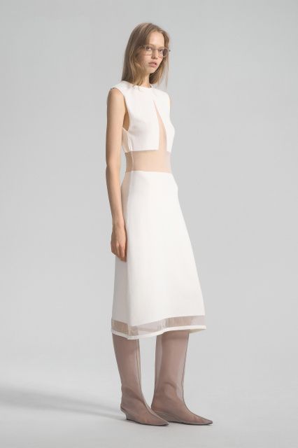 Elektra knitted midi dress with transparent inserts