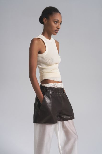 Longline knitted tank top made of eucalyptus and cotton