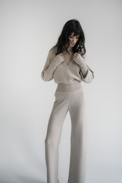 Брюки свободного кроя из мериносовой шерсти