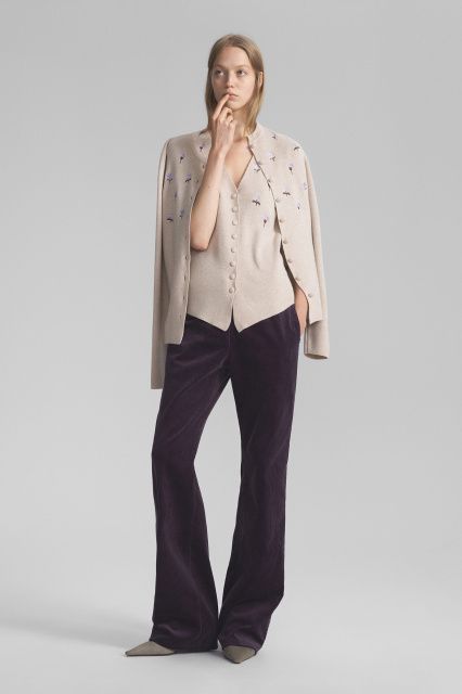 Cashmere and silk button-down cardigan with embroidery