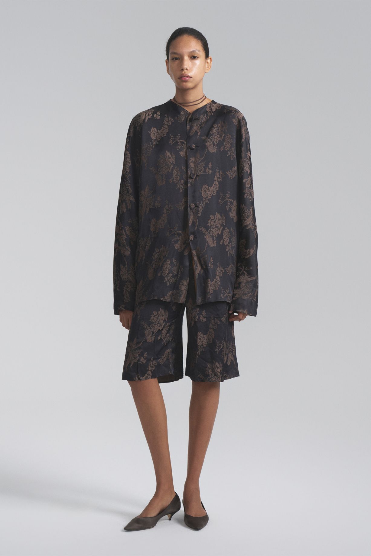 Minori pajama suit made of jacquard silk