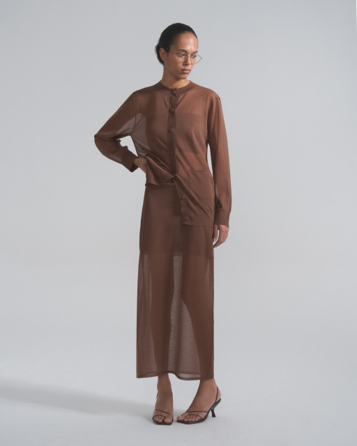 Silk Knitted Midi Skirt