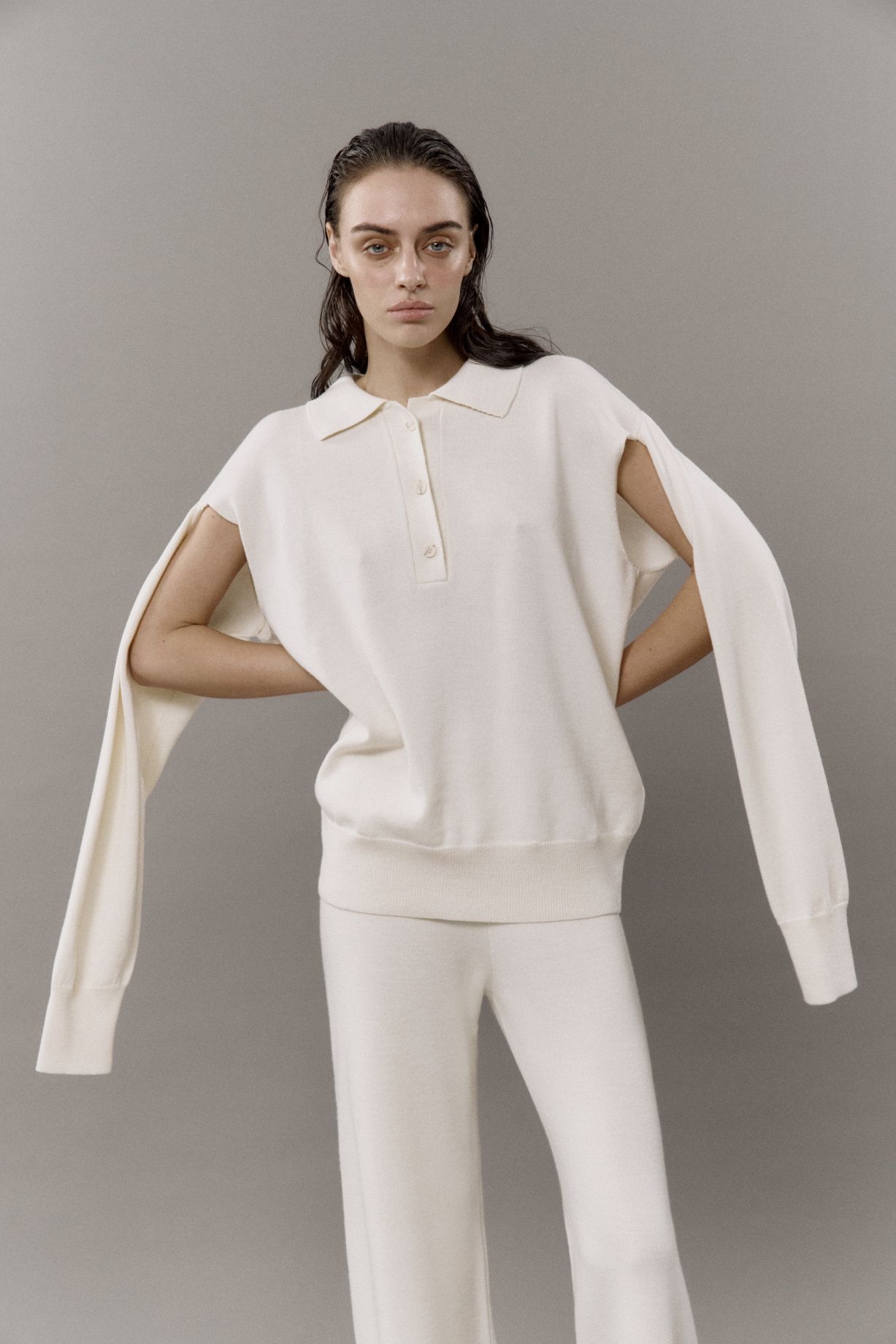 Merino wool transformer polo