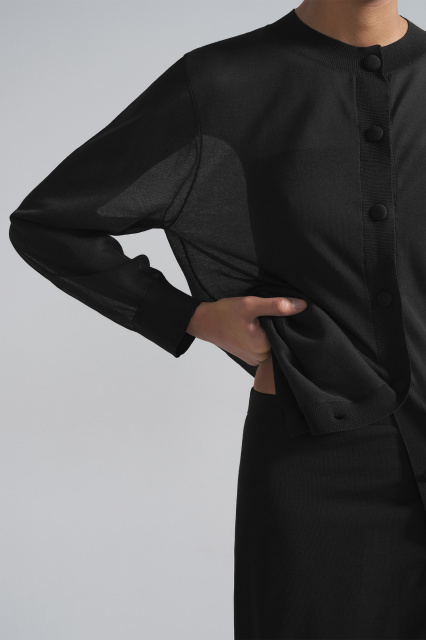 Ella Silk cardigan with covered buttons
