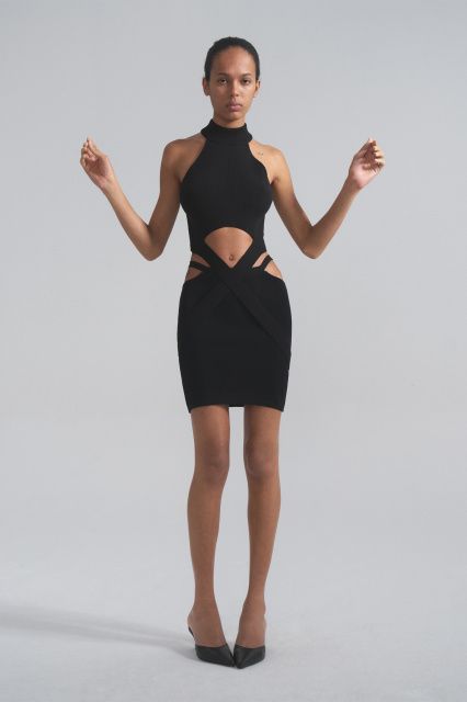 Mini skirt with decorative straps