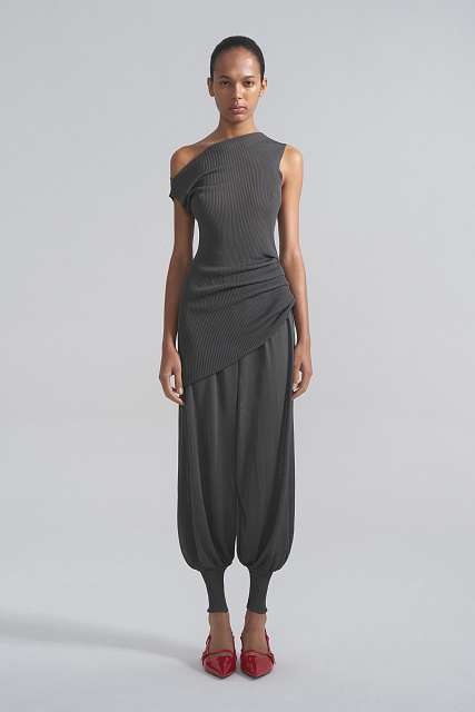 Asymmetrical silk vest dress
