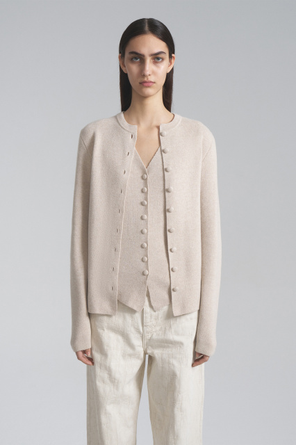 Cardigan with buttons made of cashmere and silk