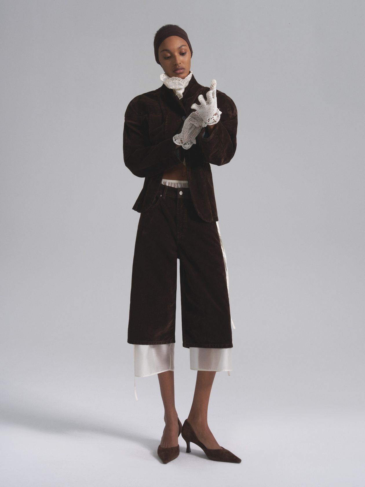 Жакет из вареной бархатной джинсы