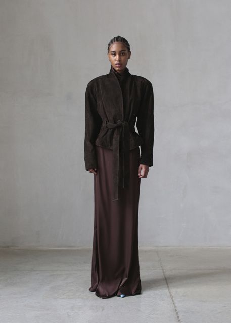 A suede jacket in the style of the 80s