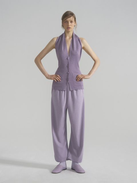 Kira silk and viscose open-back vest