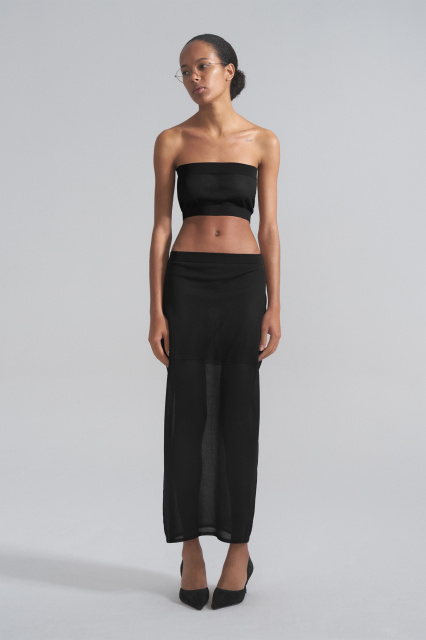 Ella silk knitted midi skirt